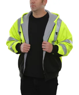 603STLB Safety Hoodie: Hi-Vis 2-Tone Hoodie: Thermal Liner: Full Zip: 16oz