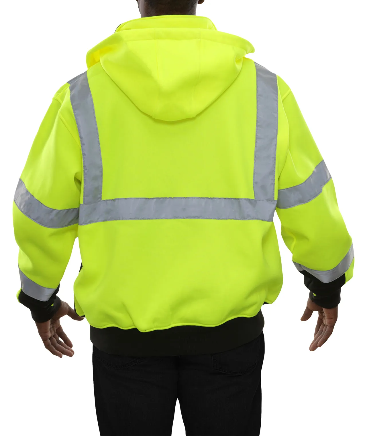 603STLB Safety Hoodie: Hi-Vis 2-Tone Hoodie: Thermal Liner: Full Zip: 16oz