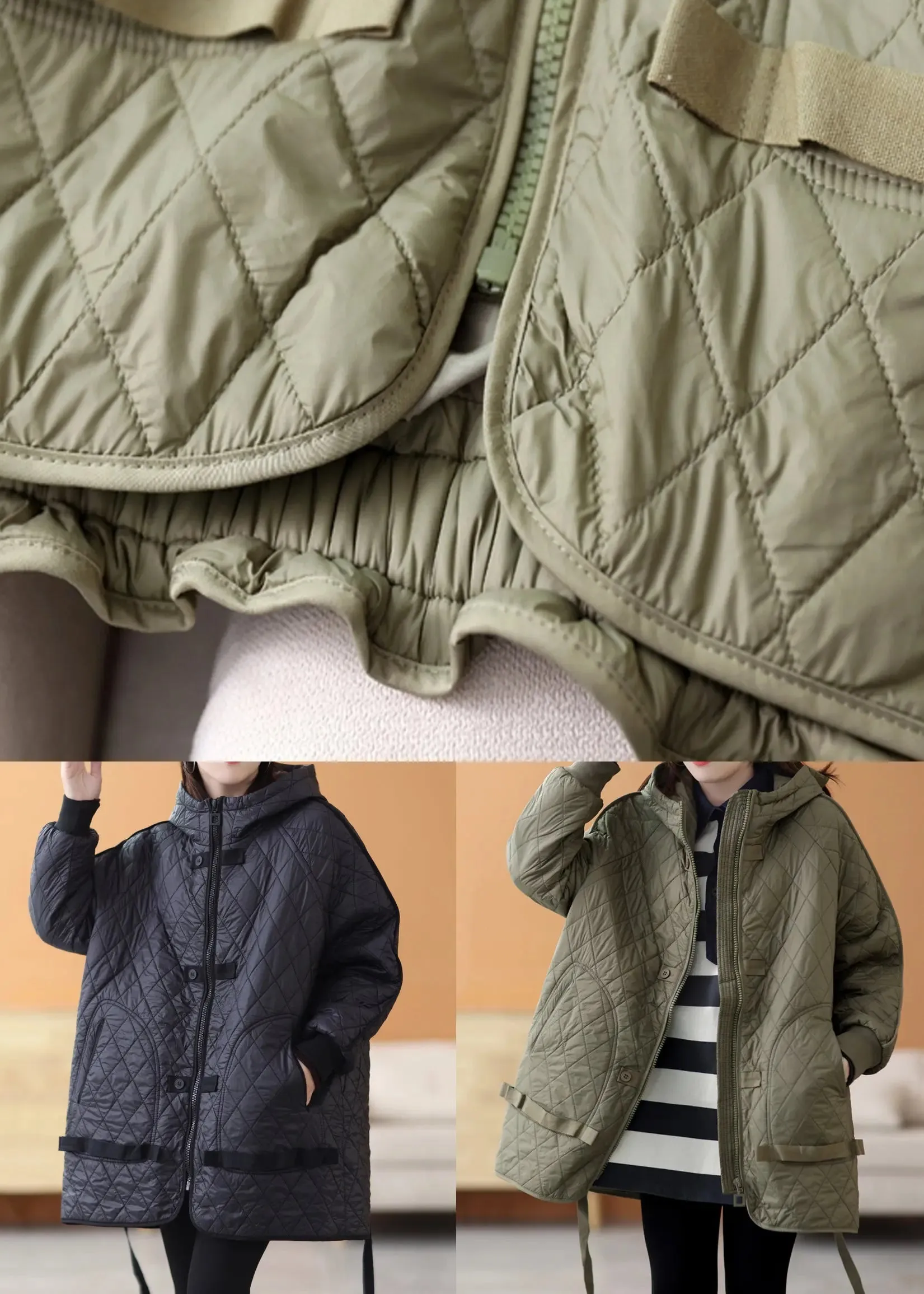 Army Green Cotton Filled Parka