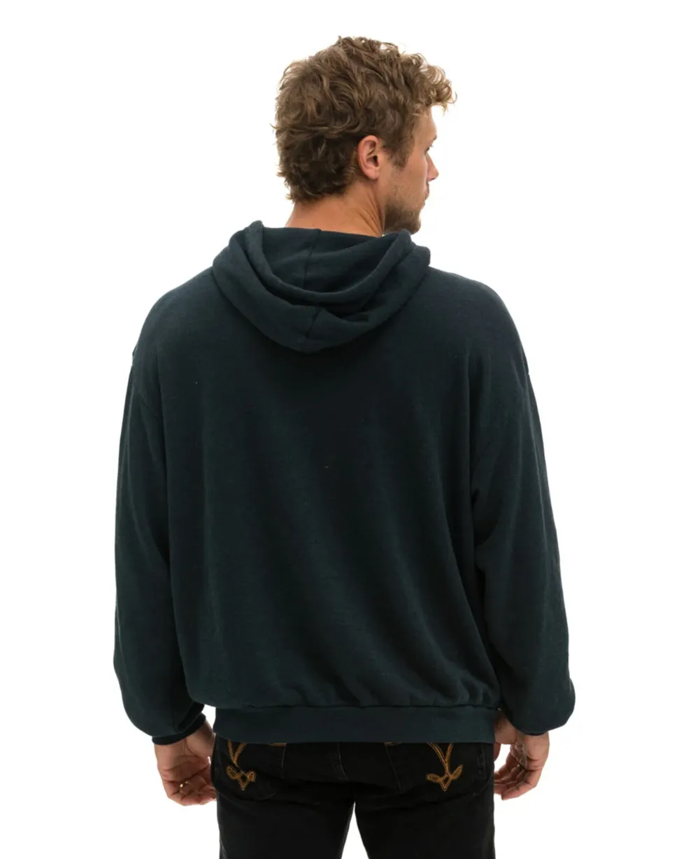 AVIATOR NATION  LOGO STITCH UNISEX PULLOVER RELAXED HOODIE - CHARCOAL