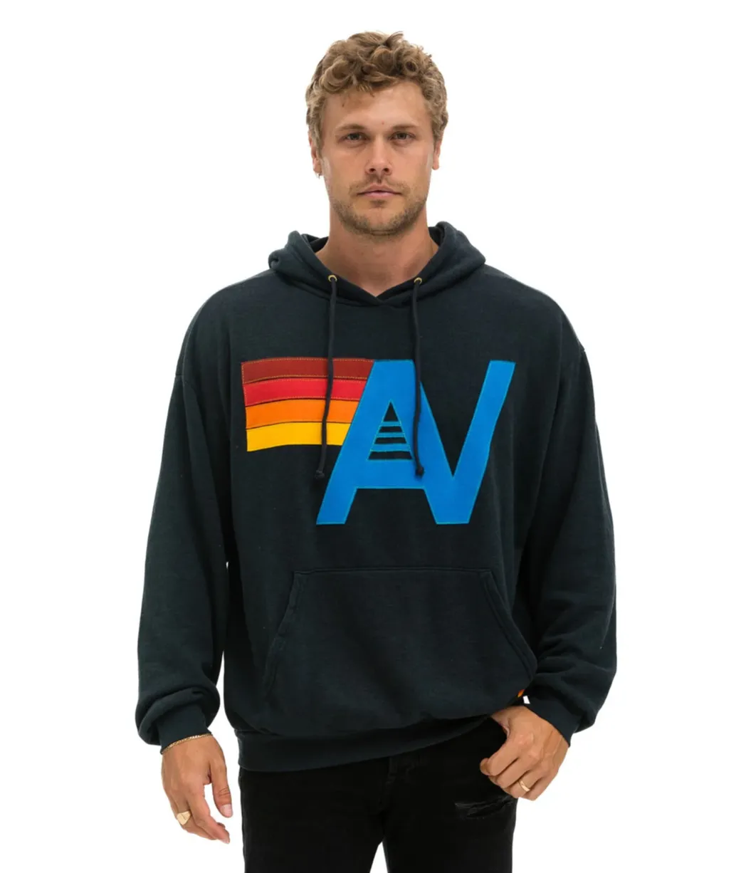 AVIATOR NATION  LOGO STITCH UNISEX PULLOVER RELAXED HOODIE - CHARCOAL