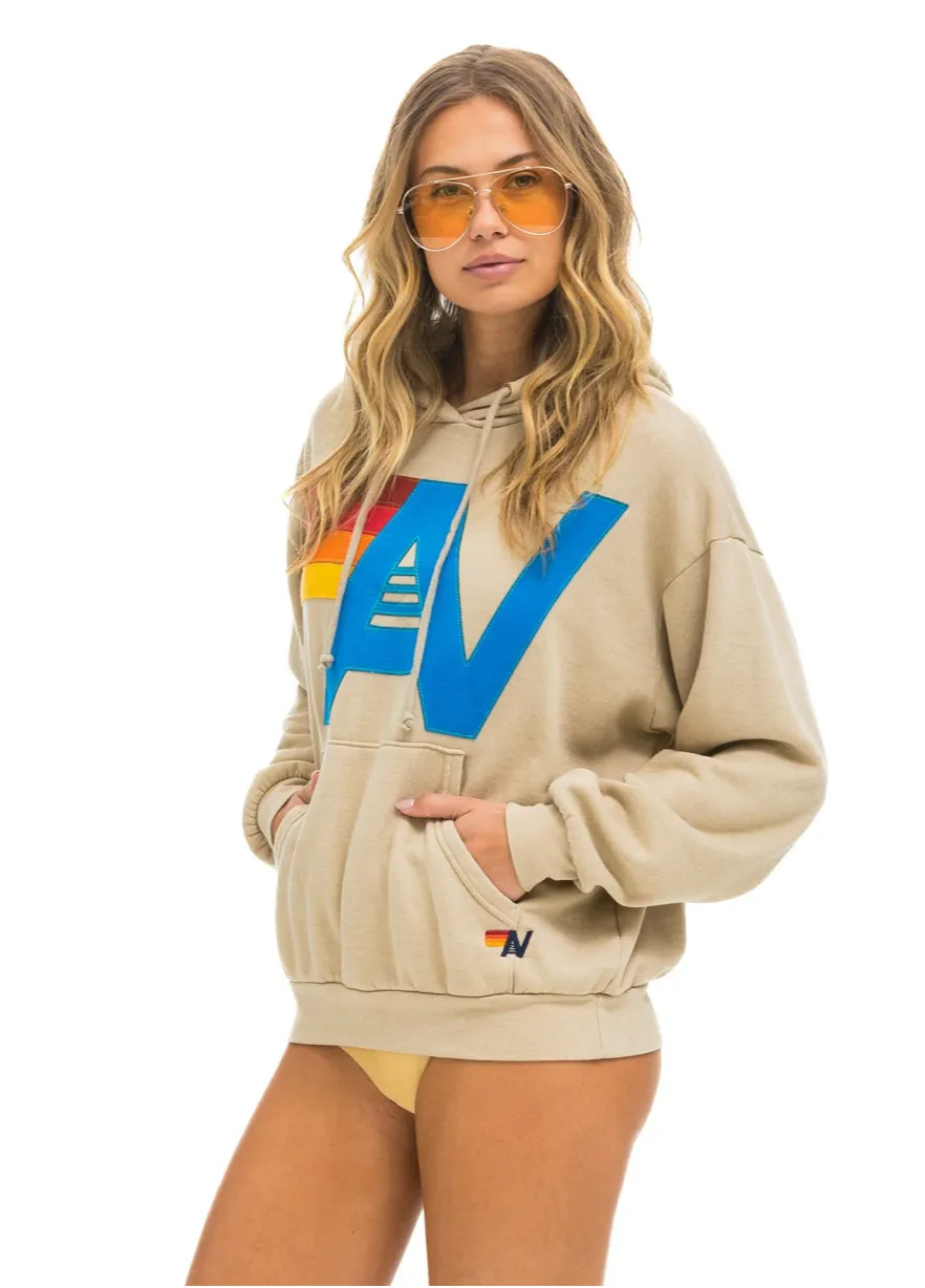 AVIATOR NATION  LOGO STITCH UNISEX PULLOVER RELAXED HOODIE - SAND