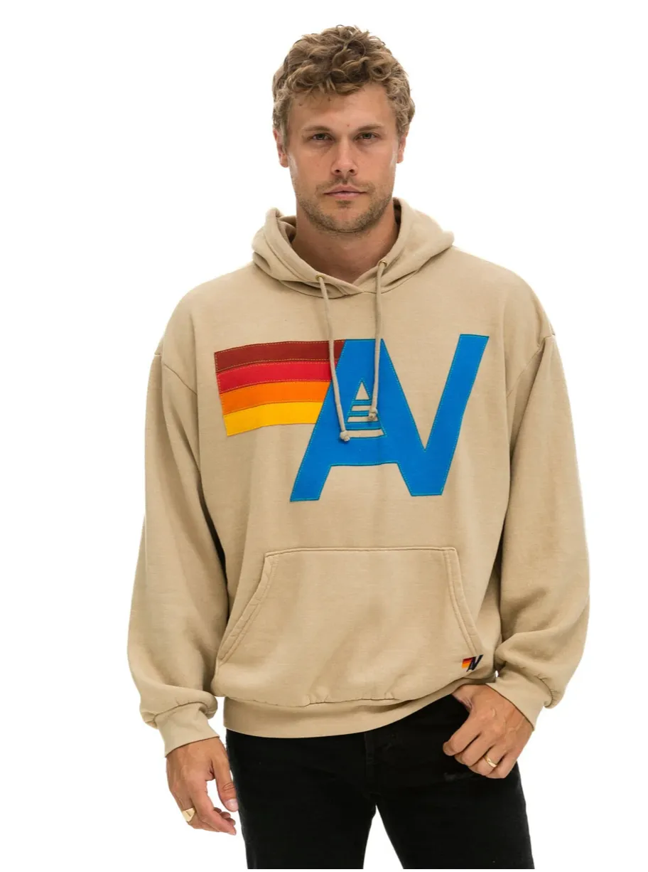 AVIATOR NATION  LOGO STITCH UNISEX PULLOVER RELAXED HOODIE - SAND