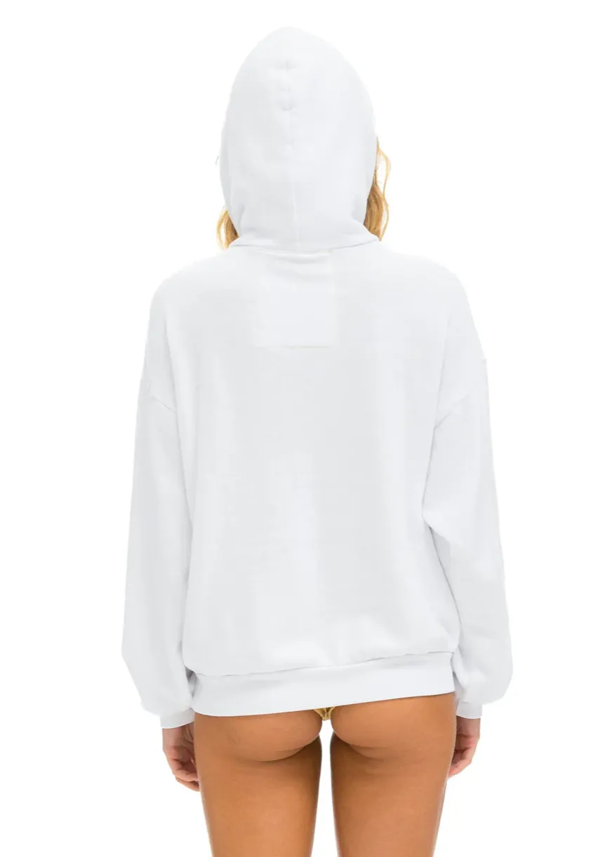 AVIATOR NATION  LOGO STITCH UNISEX PULLOVER RELAXED HOODIE - WHITE