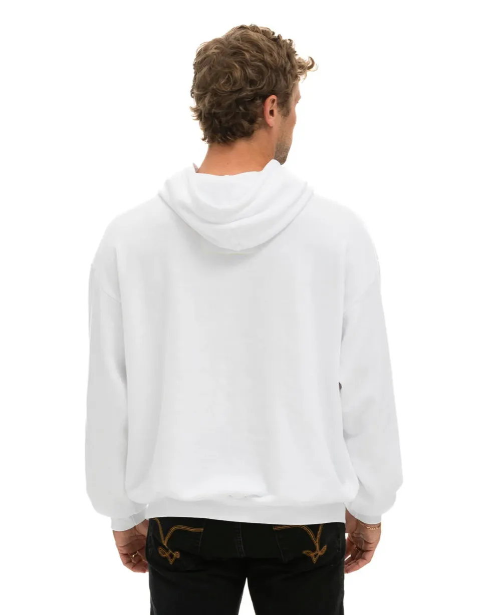 AVIATOR NATION  LOGO STITCH UNISEX PULLOVER RELAXED HOODIE - WHITE