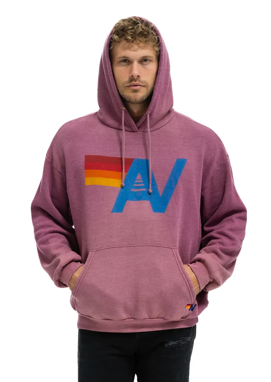 AVIATOR NATION UNISEX VINTAGE LOGO RELAXED PULLOVER HOODIE - FADED BERRY