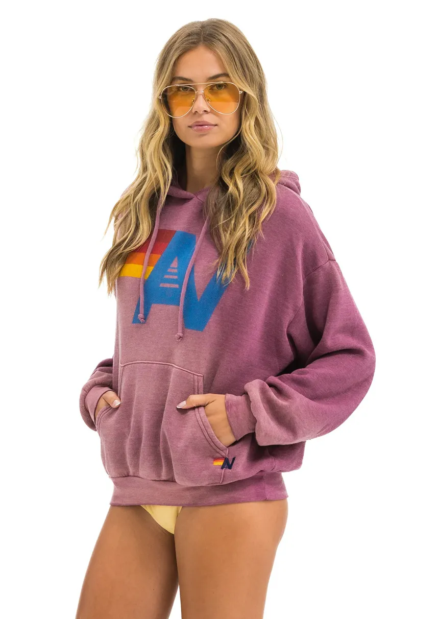 AVIATOR NATION UNISEX VINTAGE LOGO RELAXED PULLOVER HOODIE - FADED BERRY