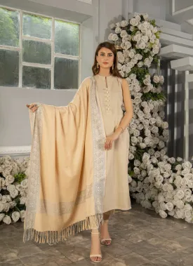 Beige Jacquard Wool Shawl