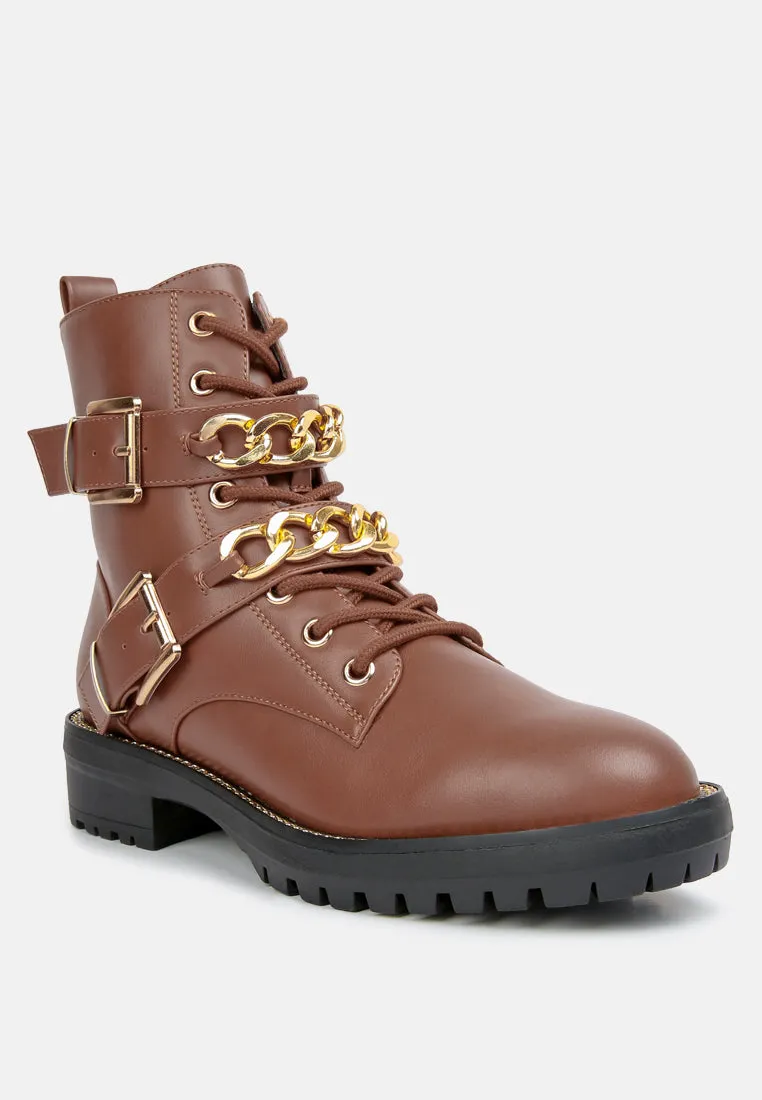 Billy Metal Chain Embellished Biker Boots