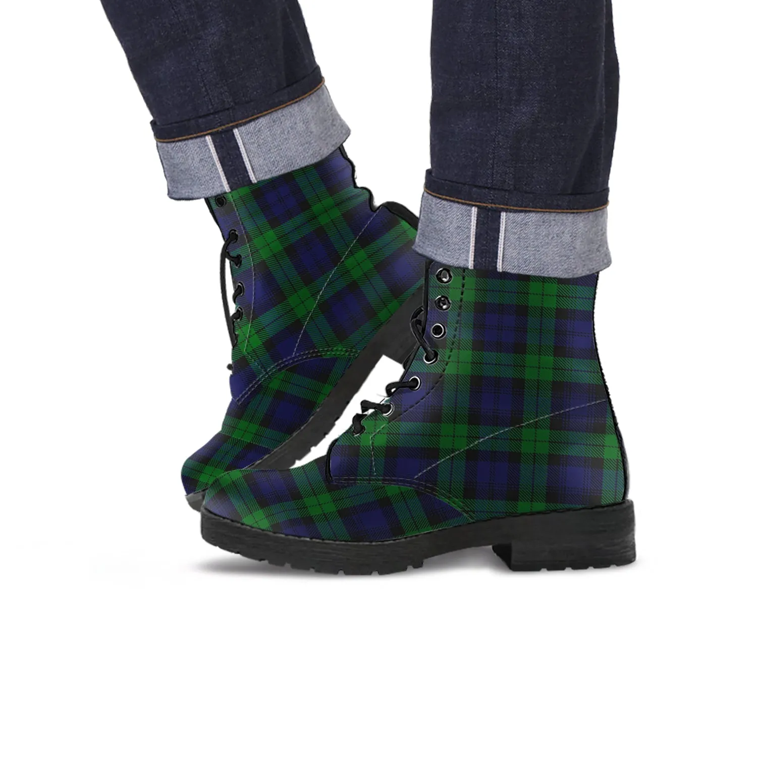 Black Watch Tartan Leather Boots