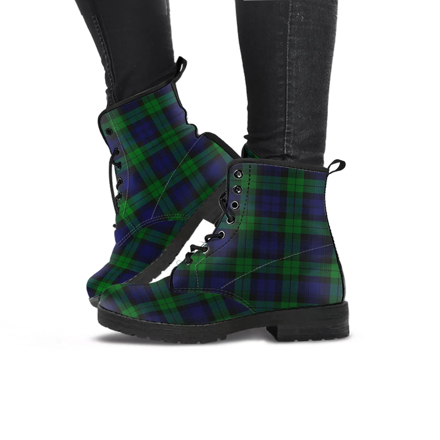 Black Watch Tartan Leather Boots