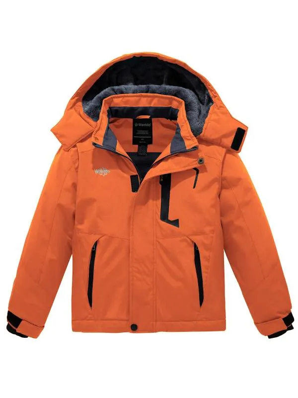 Boy's Waterproof Ski Jacket Mountain Snow Coat Fleece Winter Coats Hooded Raincoats