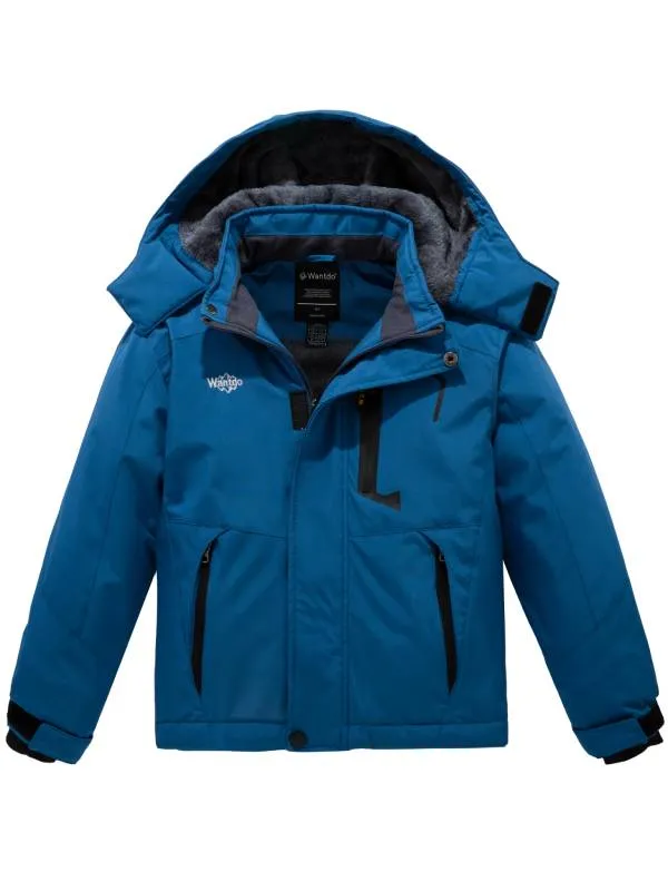 Boy's Waterproof Ski Jacket Mountain Snow Coat Fleece Winter Coats Hooded Raincoats