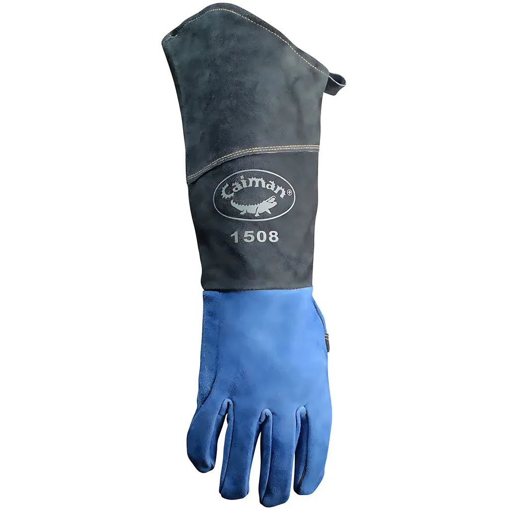 Caiman 1508 Premium Split Cowhide MIG/Stick Welder's Glove with Fleece Lining and Scalloped Cuff - 18" Length