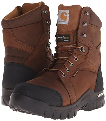 Carhartt CMF8389 Men's 8-inch Rugged Flex Insulated Waterproof Breathable Safety Toe Leather Work Boot