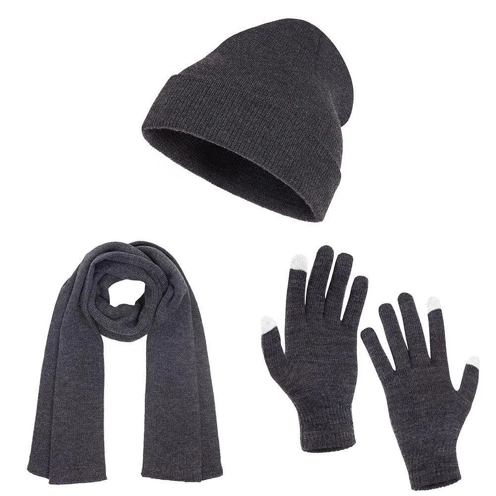 Casaba 3 Piece Winter Set Cuff Beanie Hat Scarf Touchscreen Gloves for Men Women