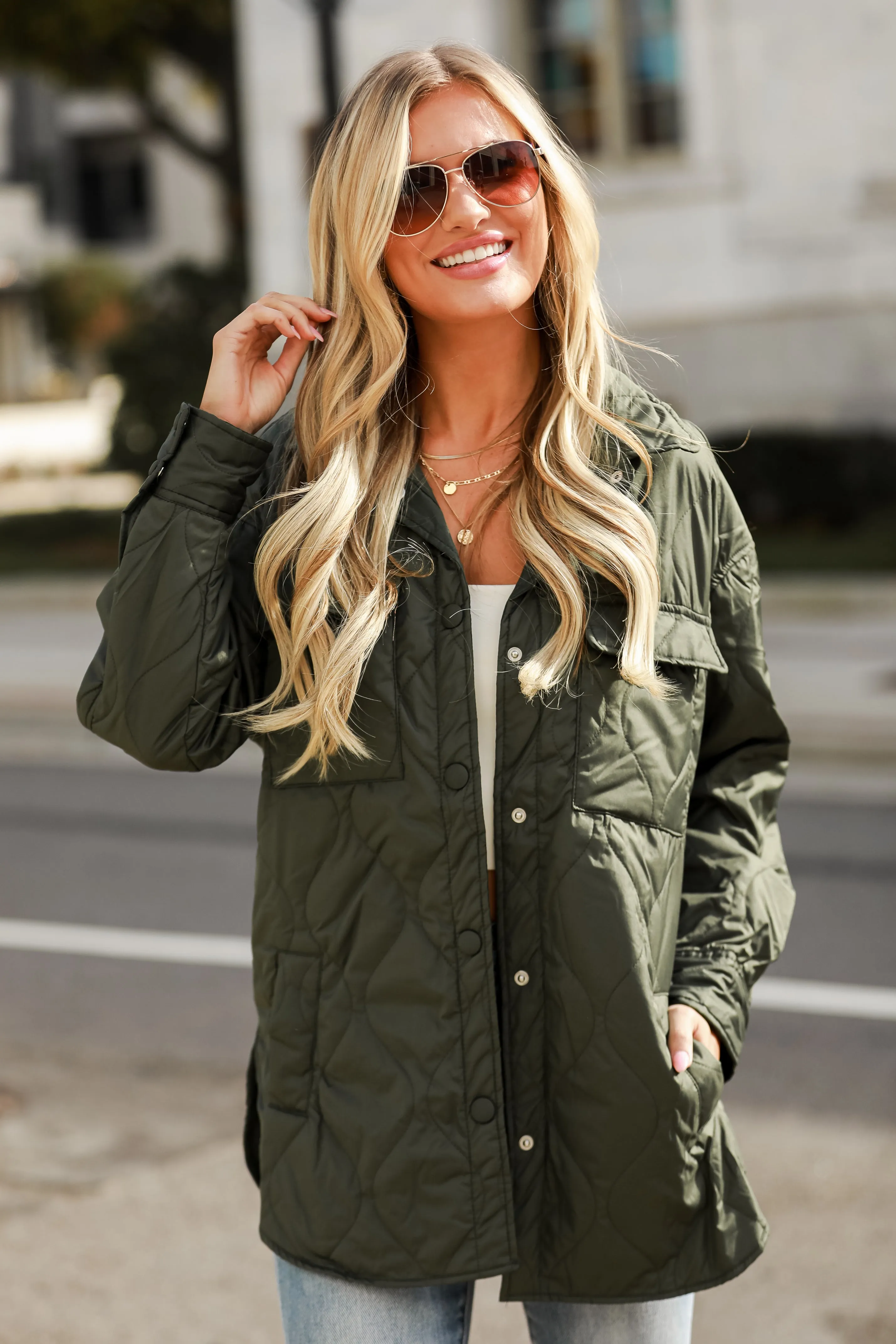 Colder Days Olive Quilted Jacket