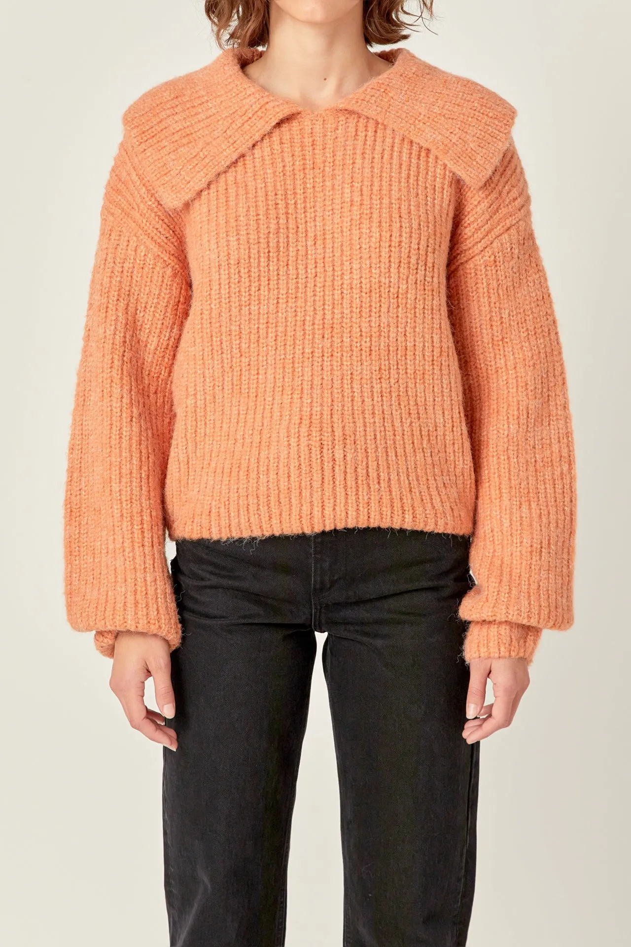 Collared Rib Chunky Sweater