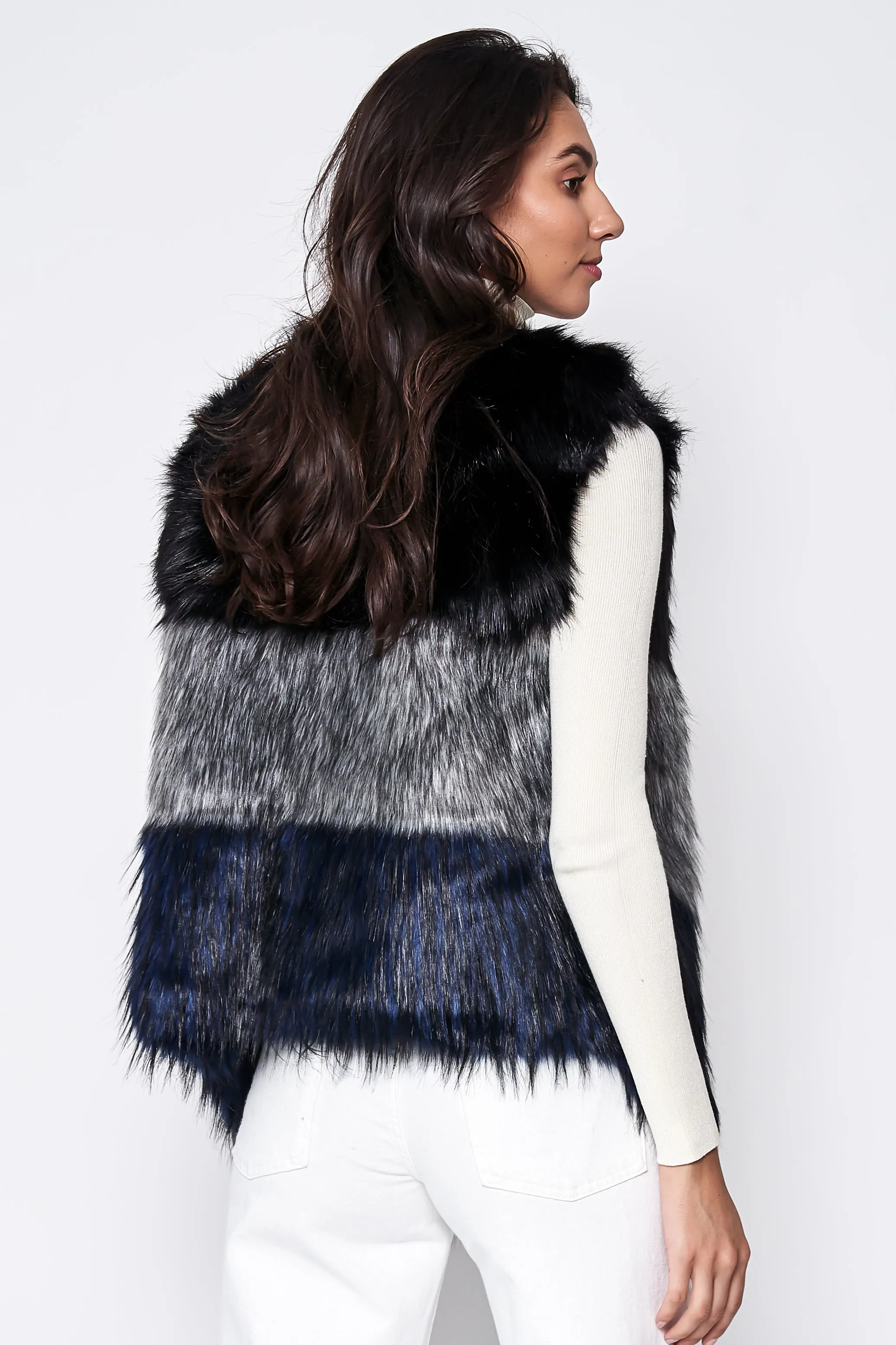 Colorblock Faux Fur Vest