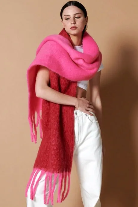 COLOUR BLOCK TWO TONE FLUFFY SCARF