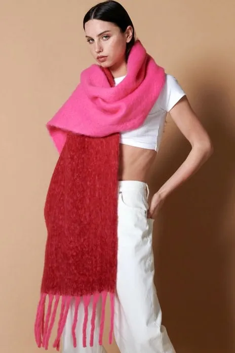 COLOUR BLOCK TWO TONE FLUFFY SCARF