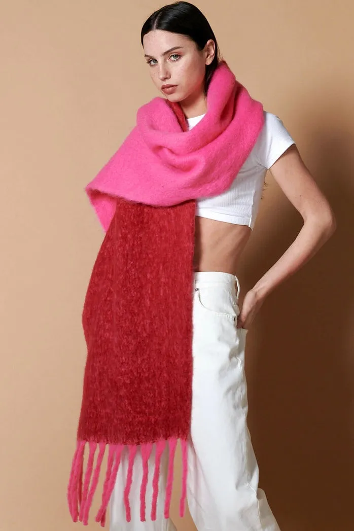 COLOUR BLOCK TWO TONE FLUFFY SCARF