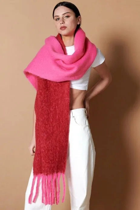 COLOUR BLOCK TWO TONE FLUFFY SCARF