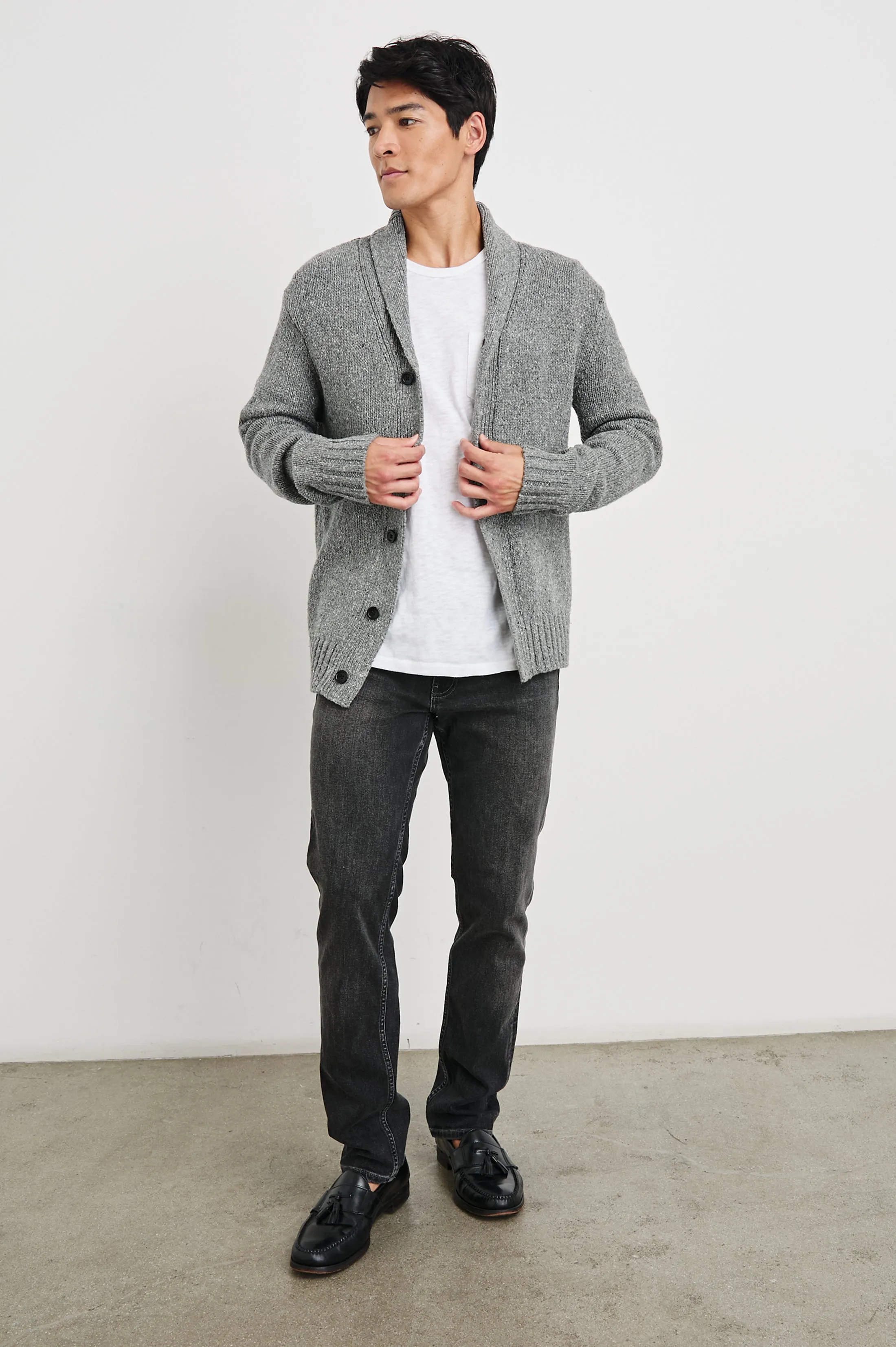 CORDEN CARDIGAN - MONOCHROMATIC SPECKLE