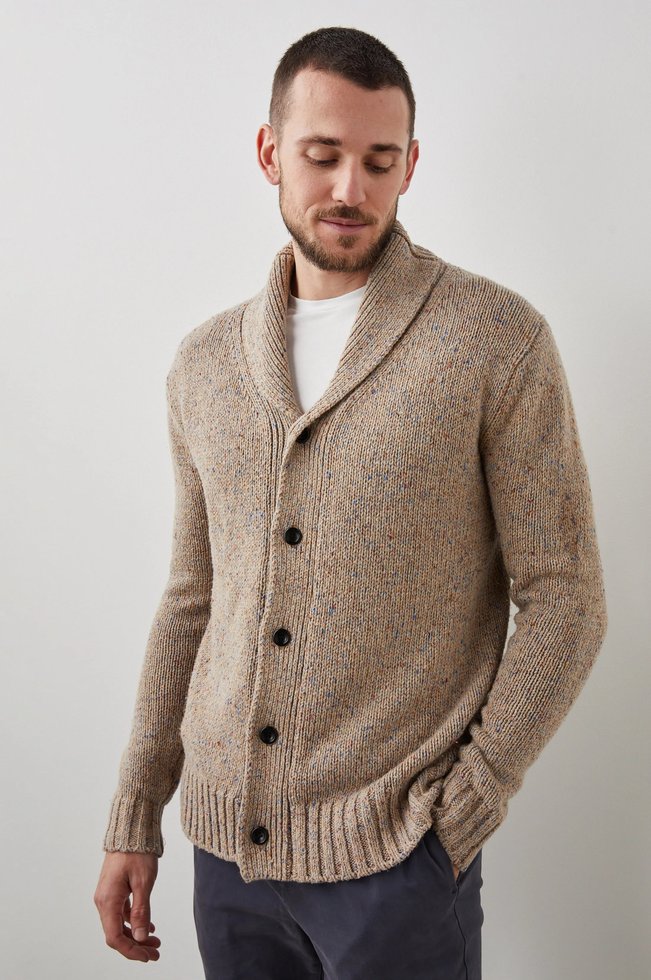 CORDEN CARDIGAN - OATMEAL SPECKLE