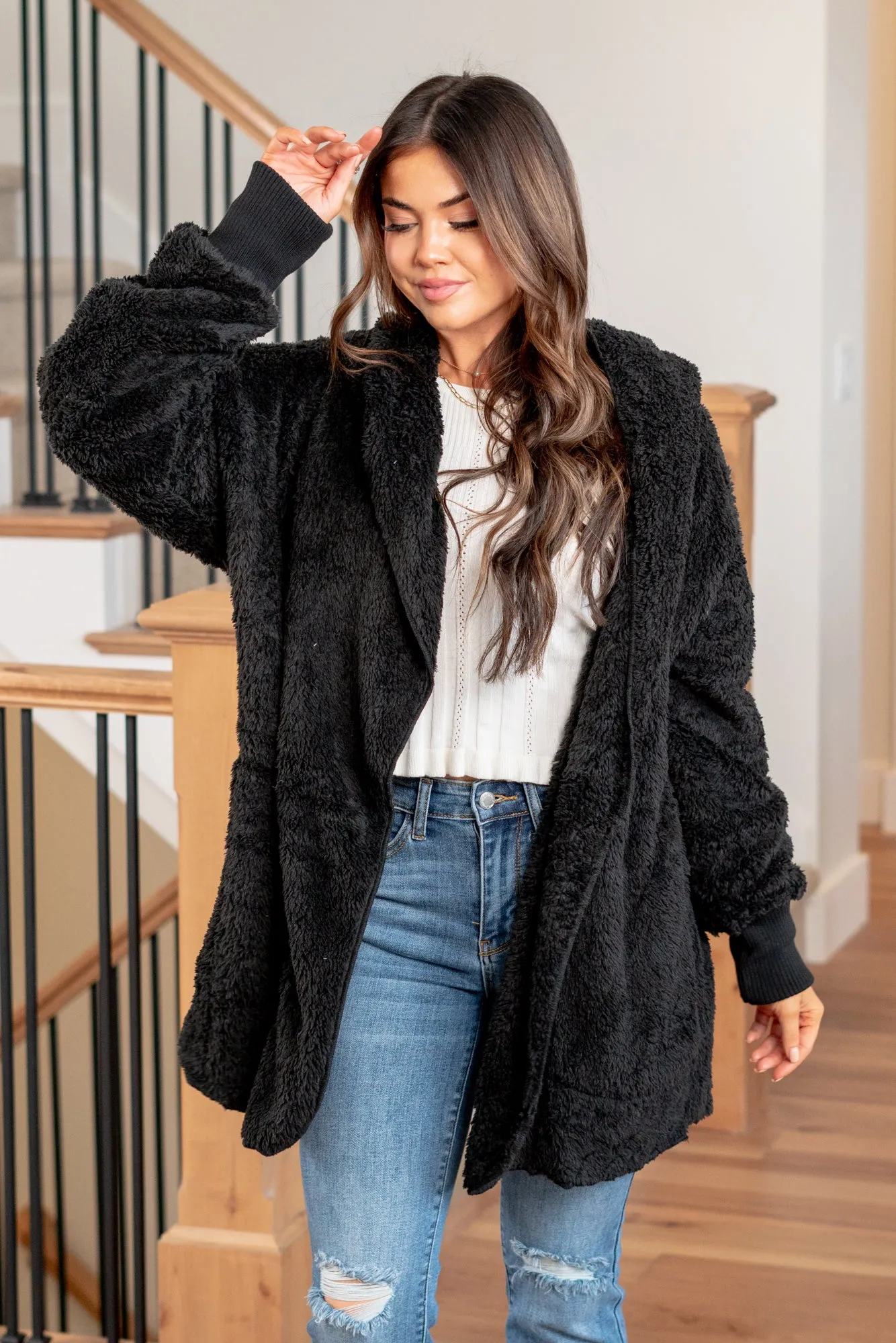 Cozy Sherpa Jacket - Black