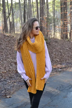 Crochet Pattern Luxury Mustard Scarf, Women's Crochet Scarf, Chunky Oversized Scarf, Warm Scarf, Ribbed Scarf , Oversized scarf