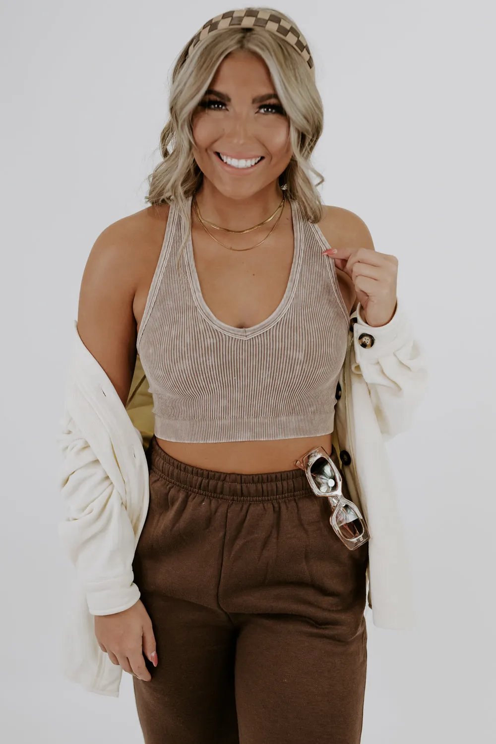 Daily Wear Cropped Tank, Mocha