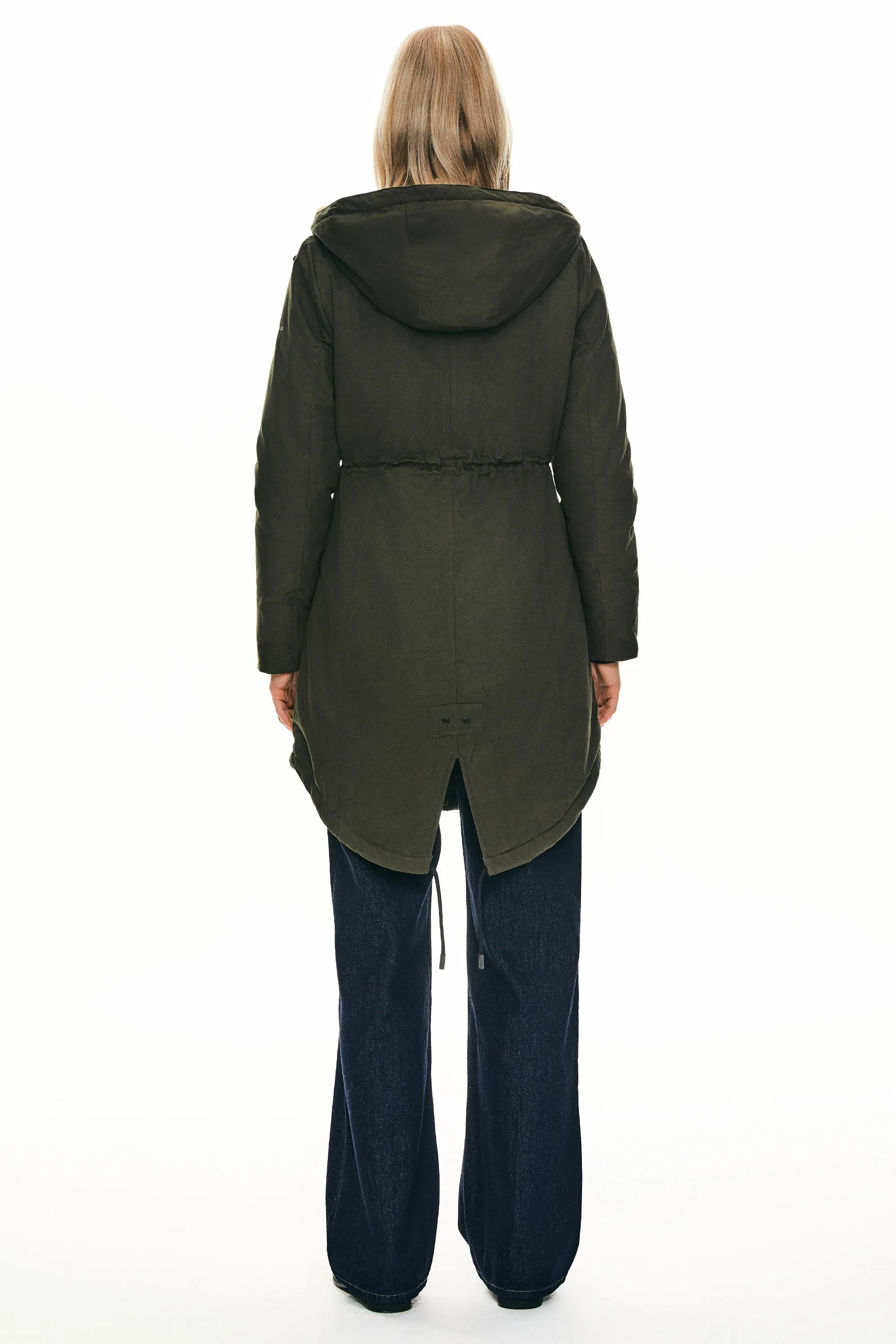 Drawstring Waist Fleece-Lined Parka