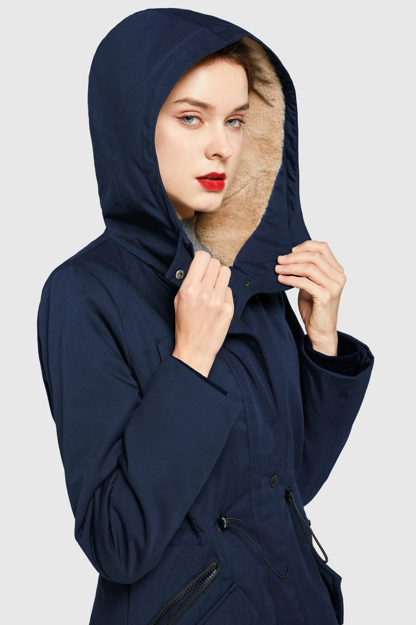 Drawstring Waist Fleece-Lined Parka