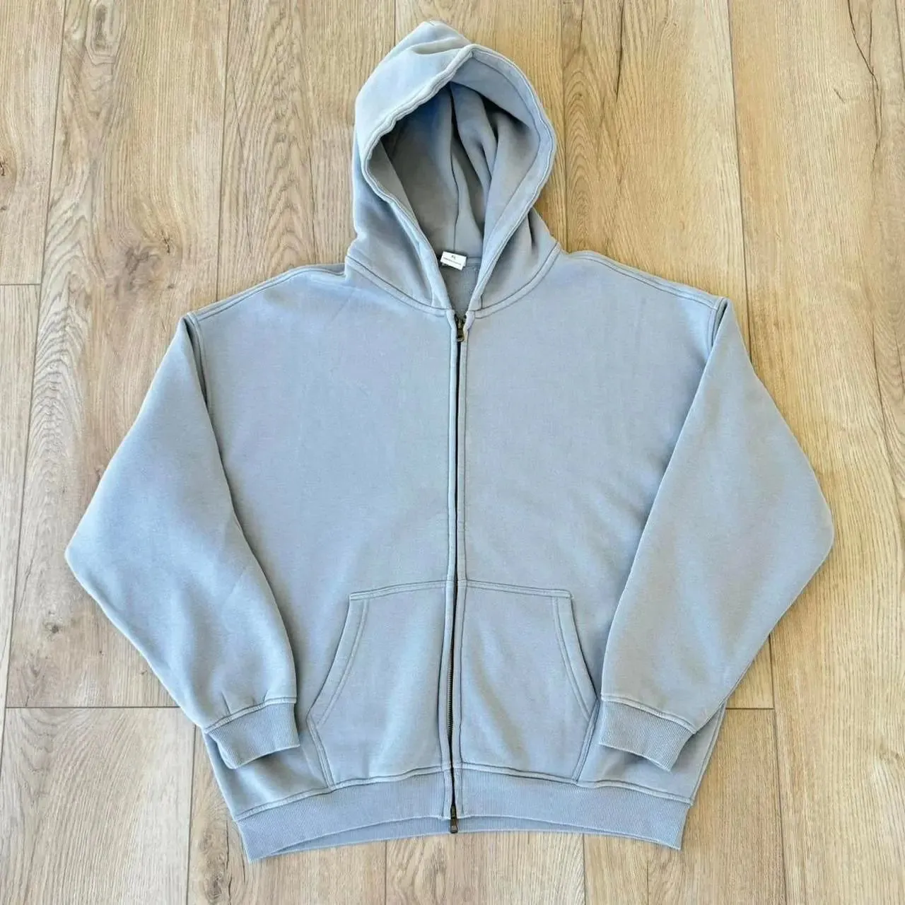 Faded Gray Double Zip Up Hoodie