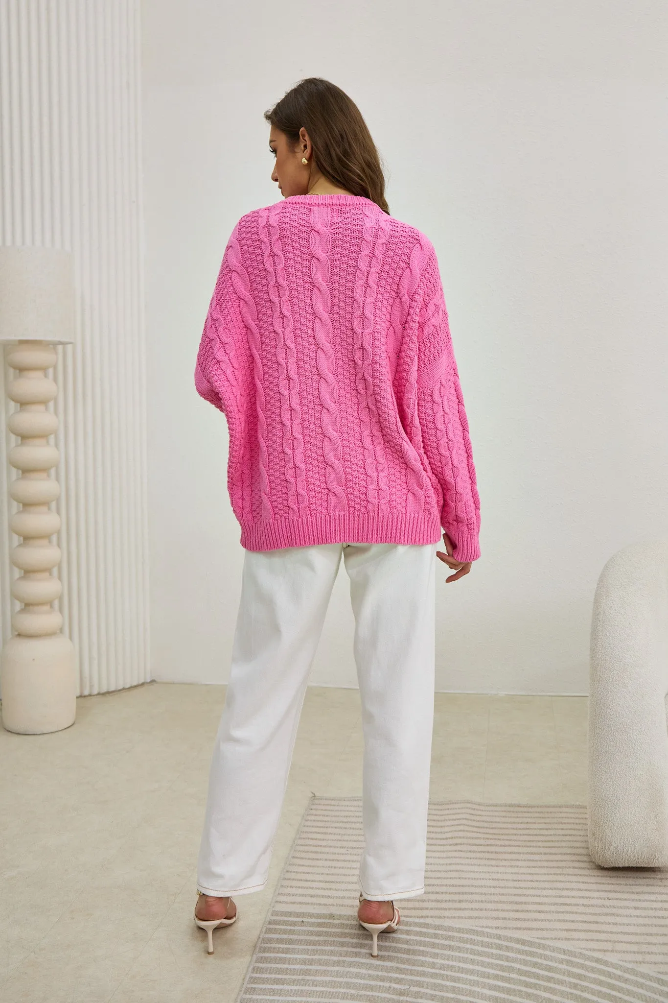 Faith Pink Cable Knit Sweater