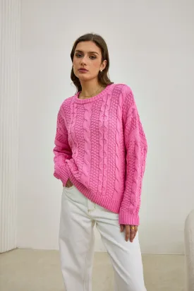 Faith Pink Cable Knit Sweater