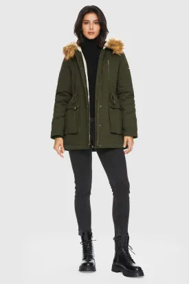 Faux Fur Thickened Hooded Parka Jacket