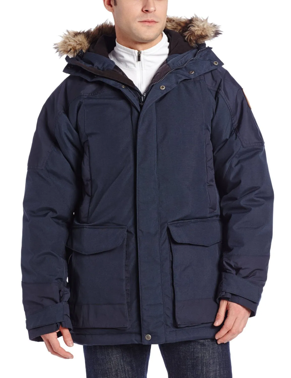 Fjallraven Kyl Parka Winter Hooded Down Jacket - Dark Navy - Mens