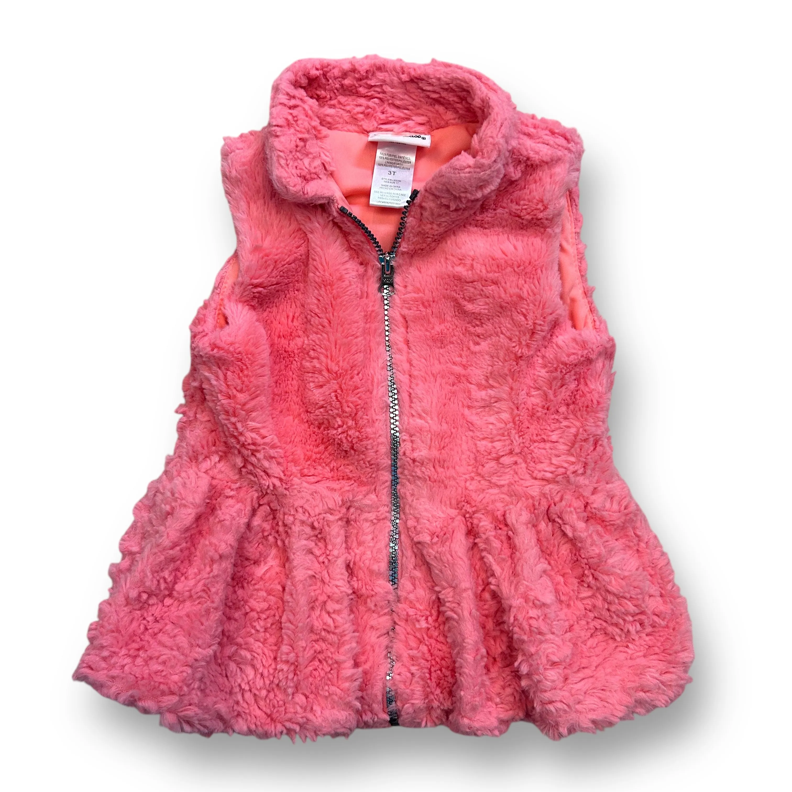 Girls Little Lass Peach Faux Fur Dressy Outer Vest