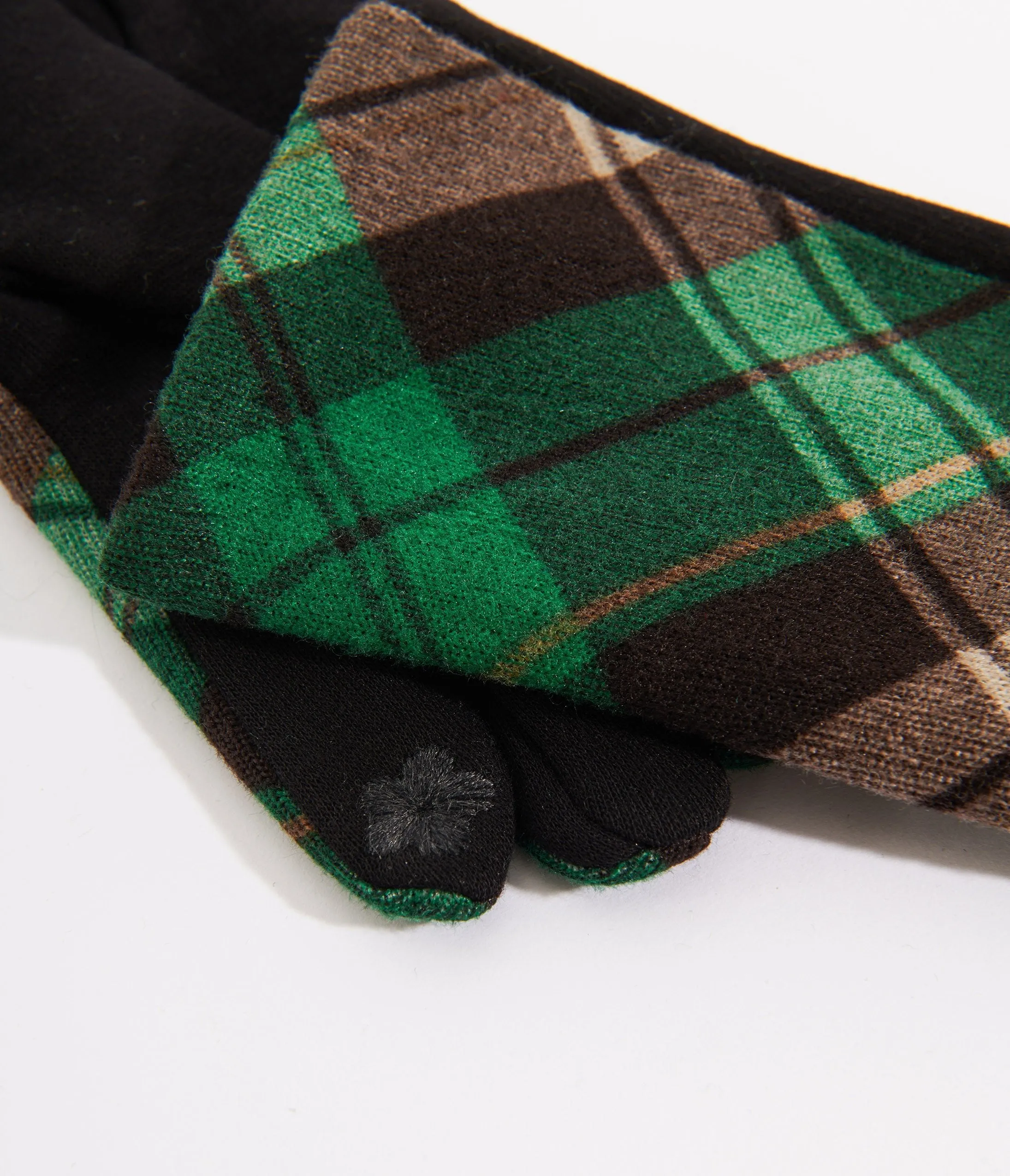 Green & Black Plaid Gloves