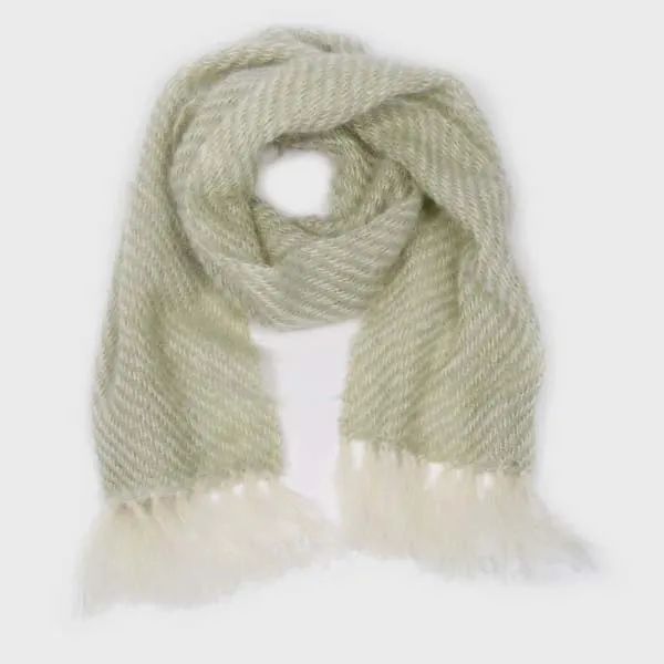 Honeydew Green Handwoven Mohair Scarf