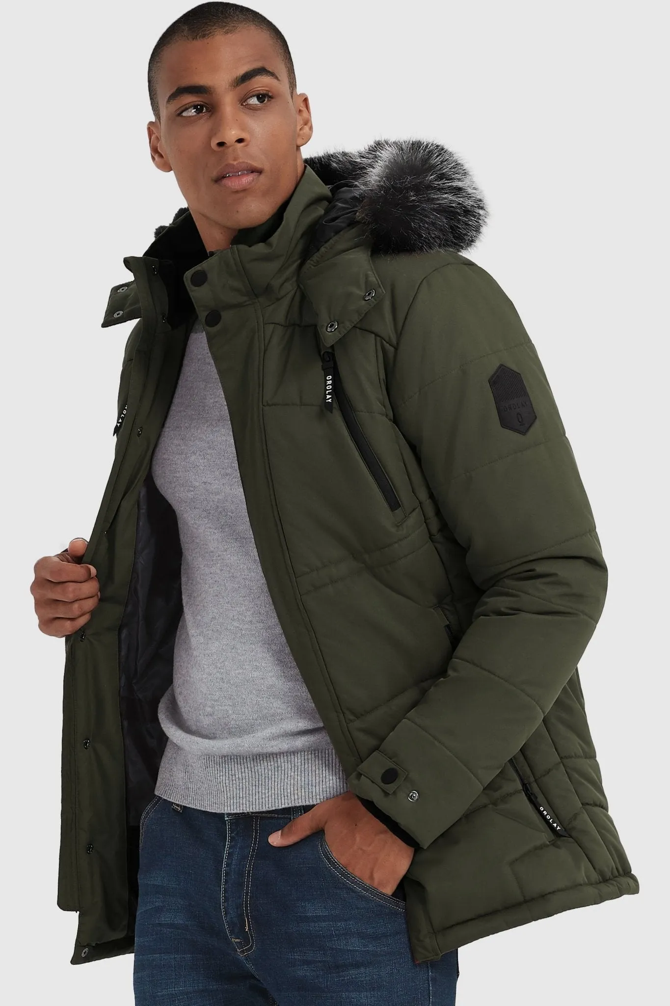 Hooded Mountain Parka with Faux Fur