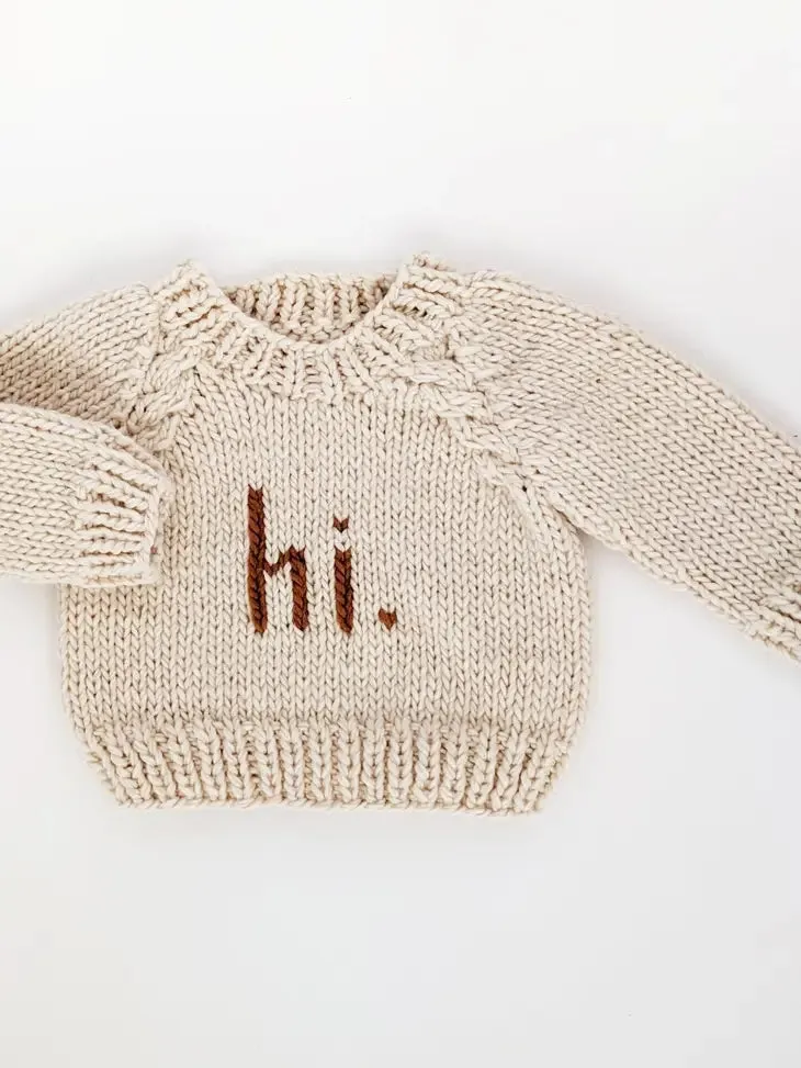 Huggalugs "Hi" Knit Crew Neck Sweater