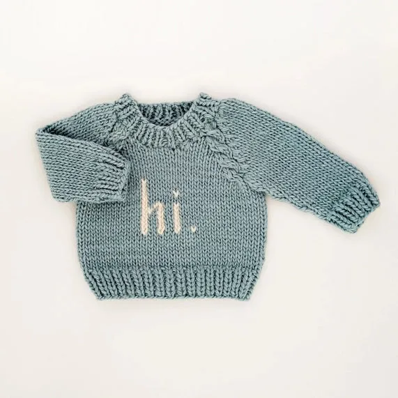 Huggalugs "Hi" Knit Crew Neck Sweater