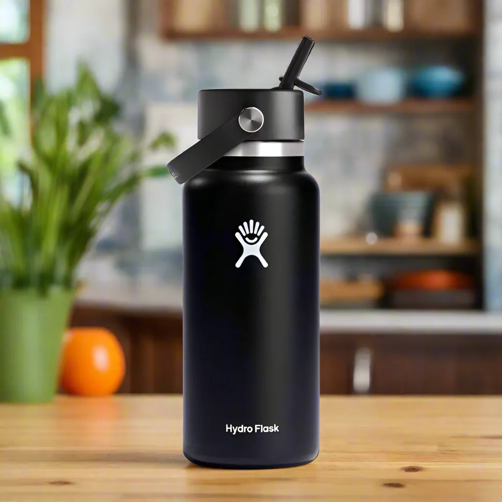 Hydro Flask 32 Oz Wide Flex Straw Cap Black