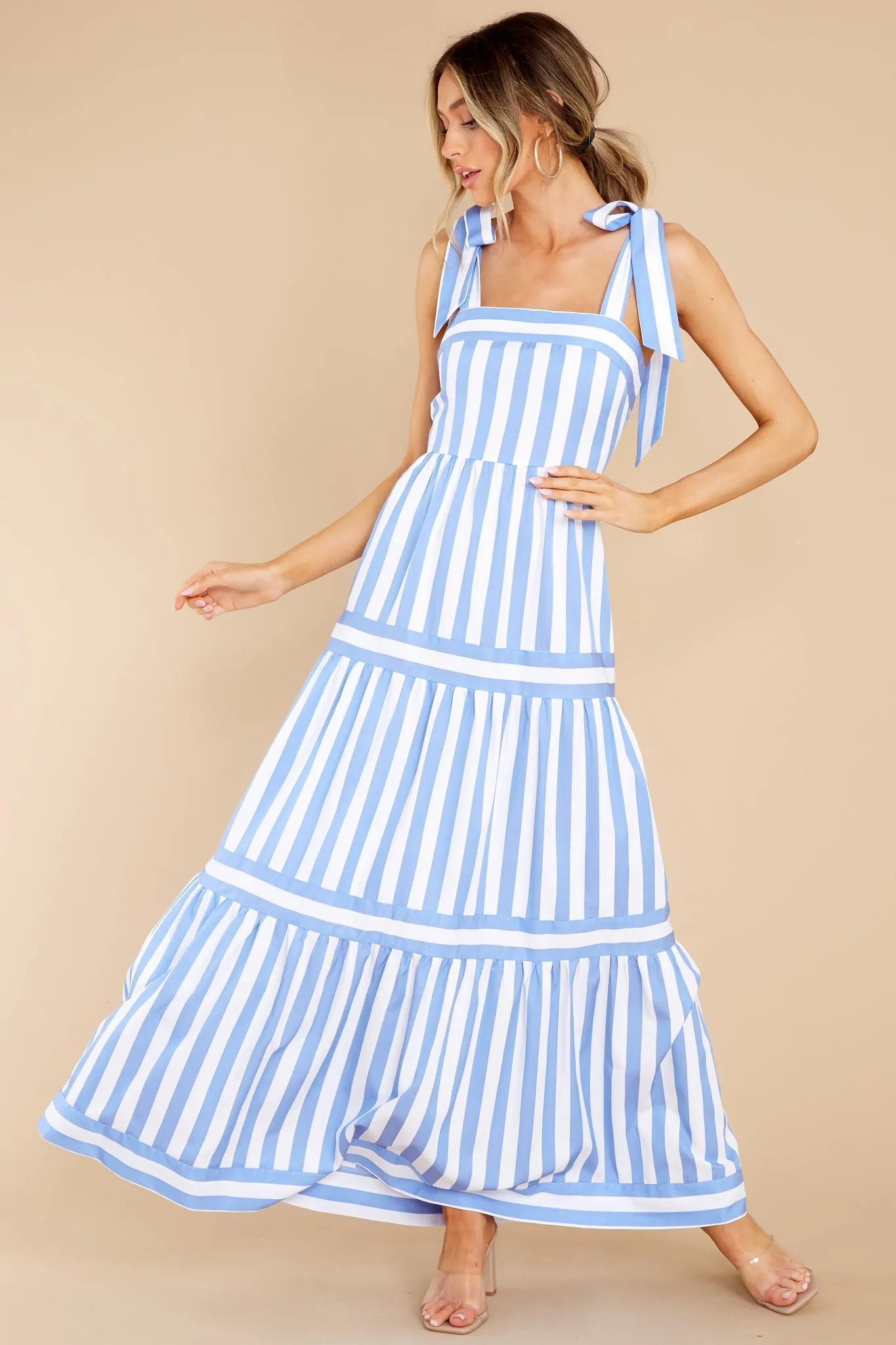 I'm With You Blue Stripe Maxi Dress