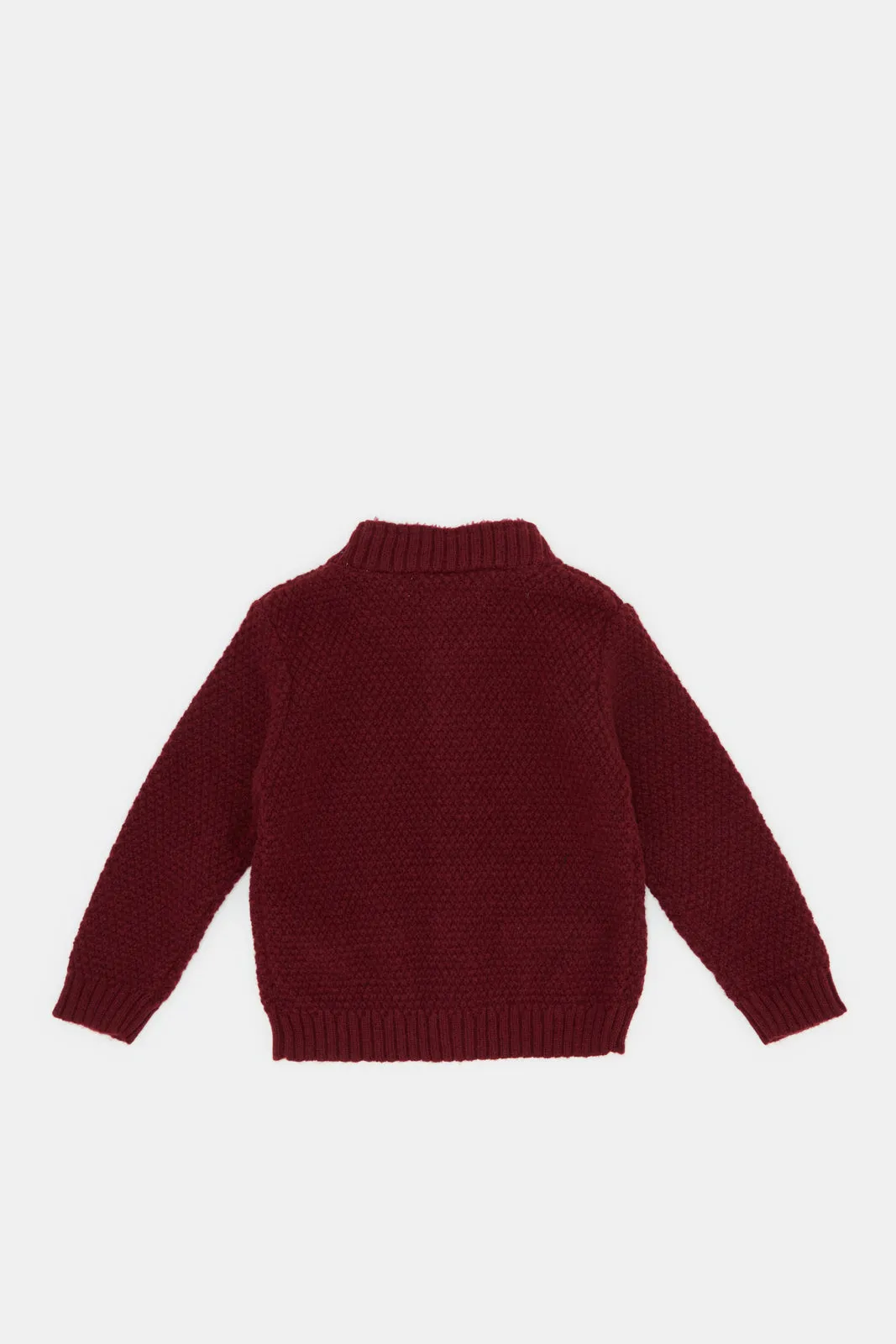 Infant Boys Burgundy Solid Buttons Pullover