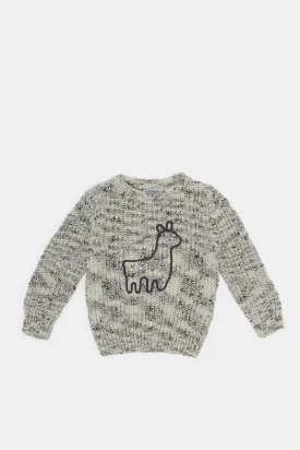 Infant Boys Grey Animal Print Pullover