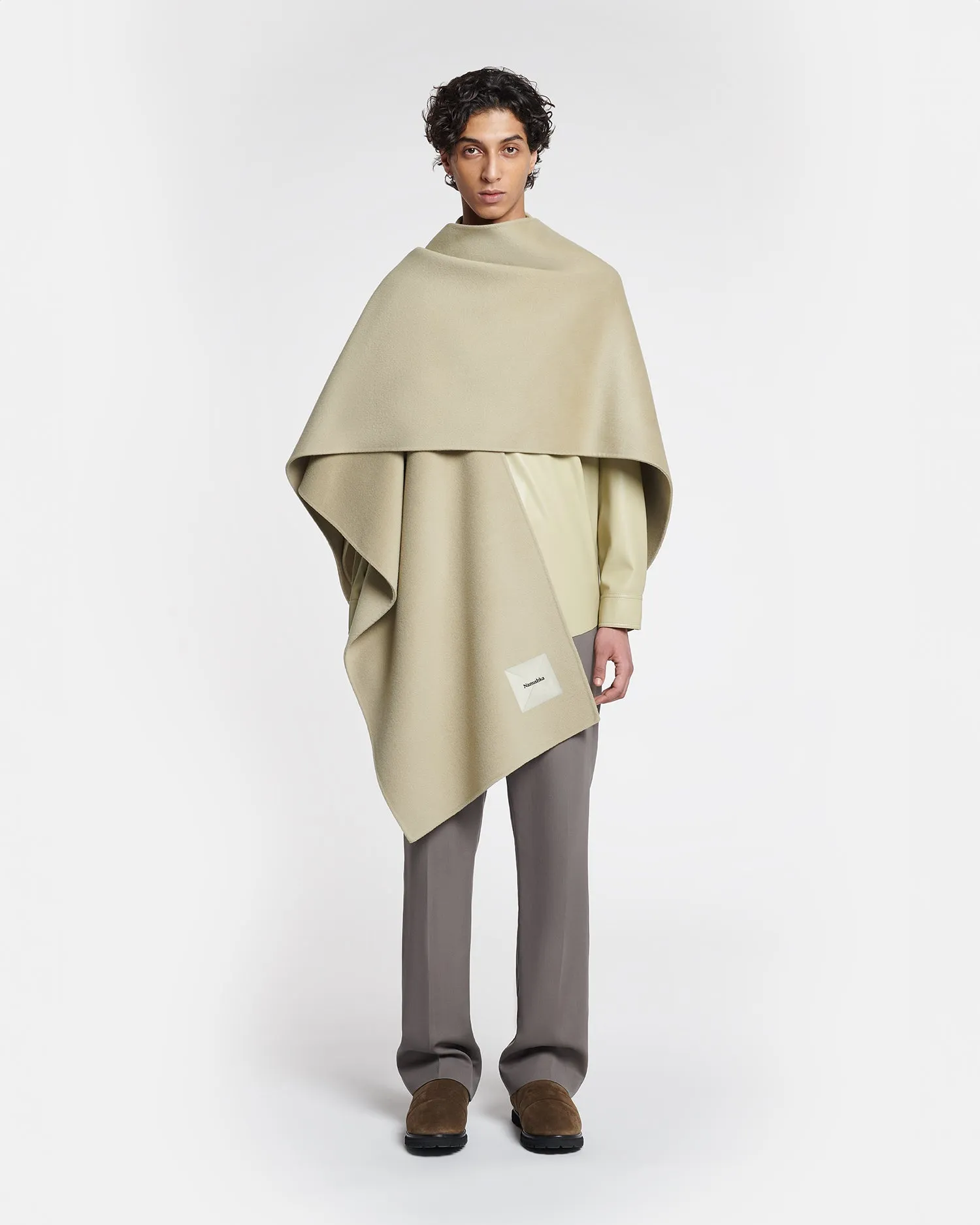 Kamin - Wool And Silk-Blend Shawl - Pale Olive